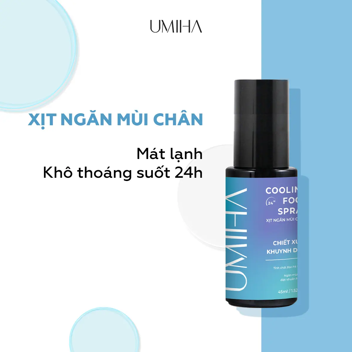 Xịt khử mùi hôi chân UMIHA (45ml) khử mùi hôi chân và mùi giày hiệu quả, ngăn tiết mồ hôi và vi khuẩn gây mùi