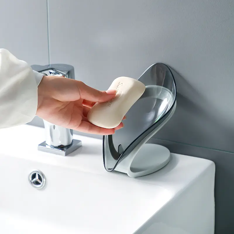 Hộp Xà Phòng Hình Lá, Không Đục Lỗ, Cho Phòng Tắm Gia Đình, Cốc Hút, Giá Để Đồ, Hộp Xà Phòng Ráo Nước, Thích Hợp Cho Phòng Tắm 1