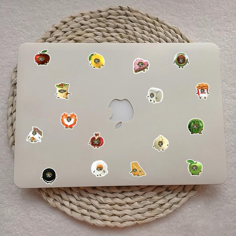 Product Introduction of Fruit Cat Pattern Sticker, 69pcs/set Waterproof Removable PVC Sticker, Decorative Sticker for Laptop, Mobile Phone, Suitcase 3