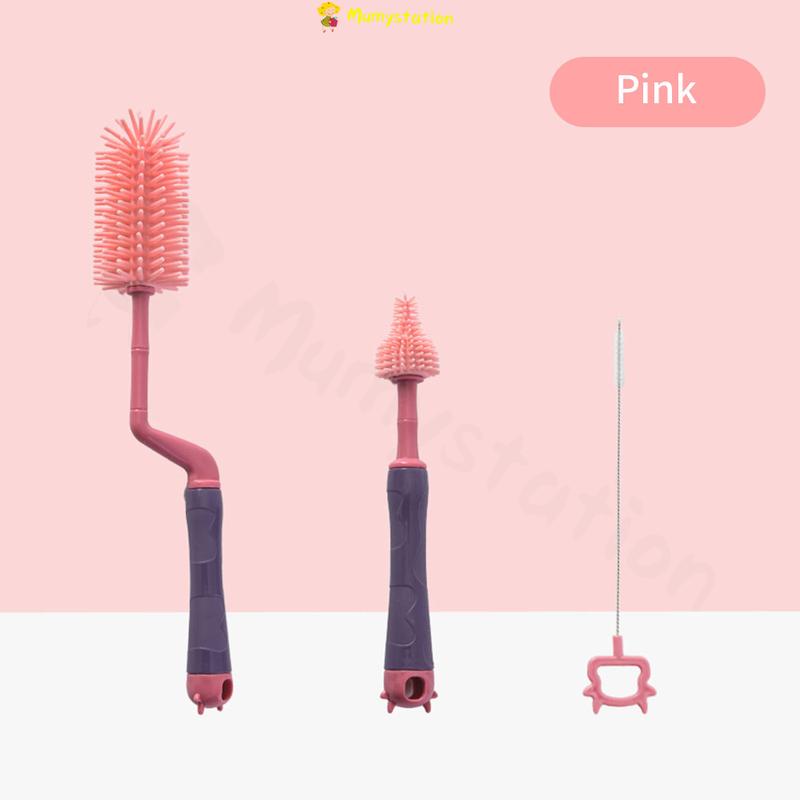 Product Introduction of Sikat Botol Susu Bayi / Pembersih Botol Susu 3in1 Blue Bottle Brush  Pink 24