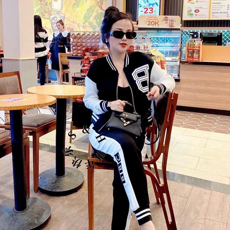 Bộ nỉ nữ size 43 tới 57kg, áo bomber, quần bo ống chất nỉ tàu dày dặn ấm áp Top Jacket Màu Nâu Women Ong Áo Khoác
