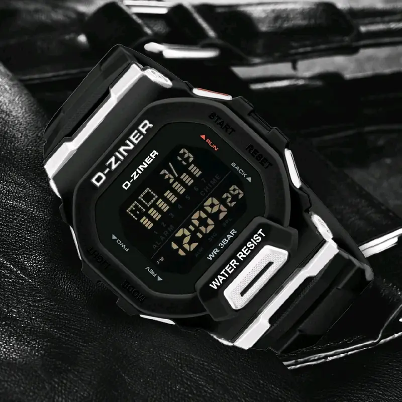 jam tangan pria mewah D-ZINER 8312 Tali Rubber Abu orange Digital original Hijau 6