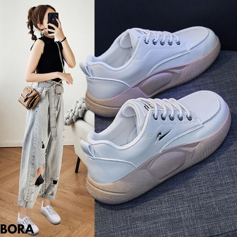 Sepatu Wanita Moderen Cantik Sneakers Viral Comfy Ootd Fashion Bahan Pu  Bora 2