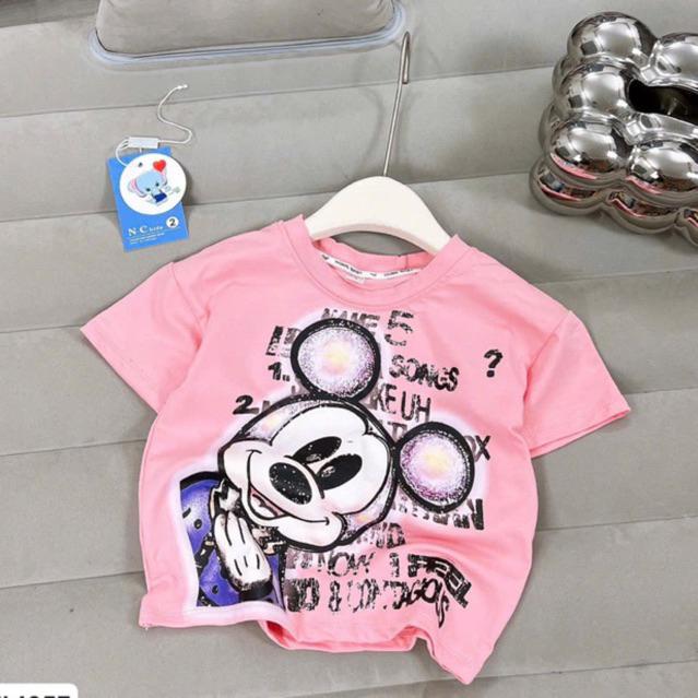 Áo thun cộc tay cotton tàu in hình Mickey 5