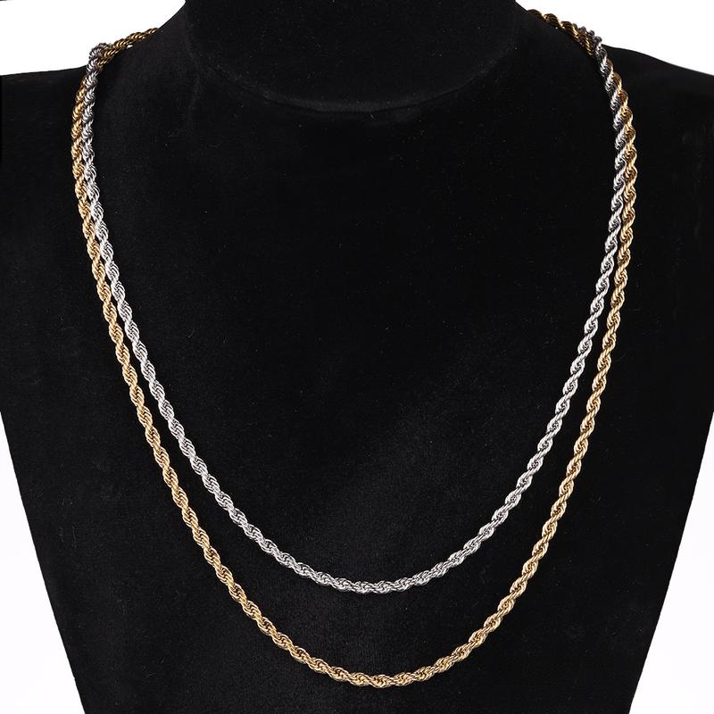 Dây Chuyền Xương Đòn Thời Trang, Dành Cho Nam Và Nữ, Phong Cách Hip Hop, Giữ Màu, Thép Titan Mạ Điện Điện, Dây Chuyền Xoắn Vàng, Vòng Cổ Xoắn Bằng Thép Không Gỉ 1