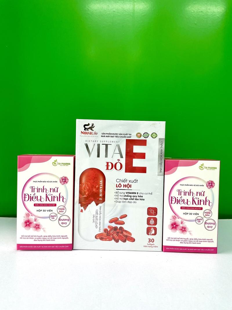 Product Introduction of -Combo 1 hộp Viên uống bổ sung nột tiết Vita E đỏ hoa anh thảo +2 hộp Trinh Nữ Điều Kinh. Giúp da sáng mịn cân bằng nội tiết, điều hoà kinh nguyệt, hỗ trợ tốt thả bebe(tặng 1 chai Ddvs Lady care  150ml) 3