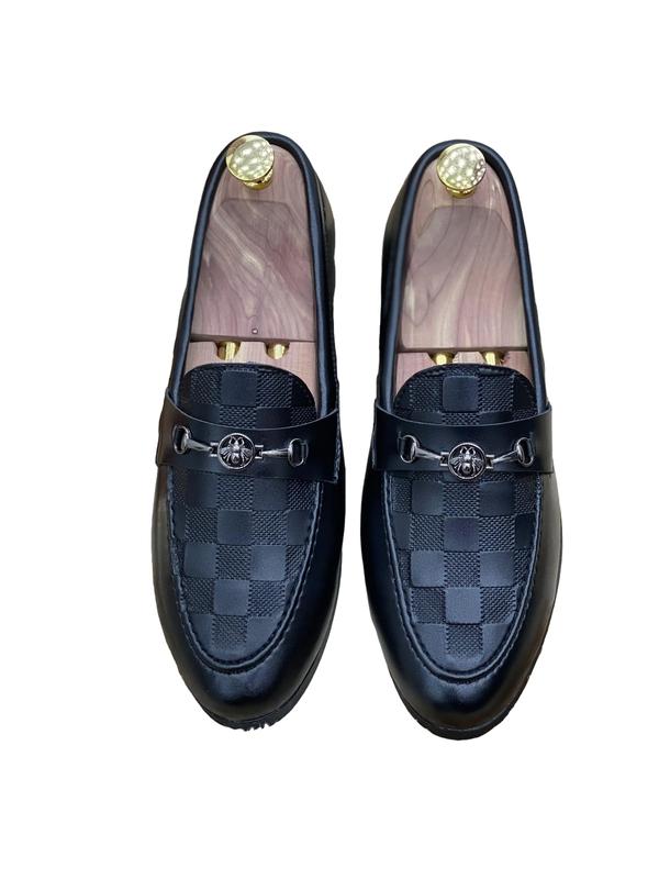 Giày Lười Nam Công Sở - P14 Dập vân caro hiện đại, đế khâu trẻ trung cá tính, mũi nhọn,  da simili, đế cao 2,5 cm Shoes