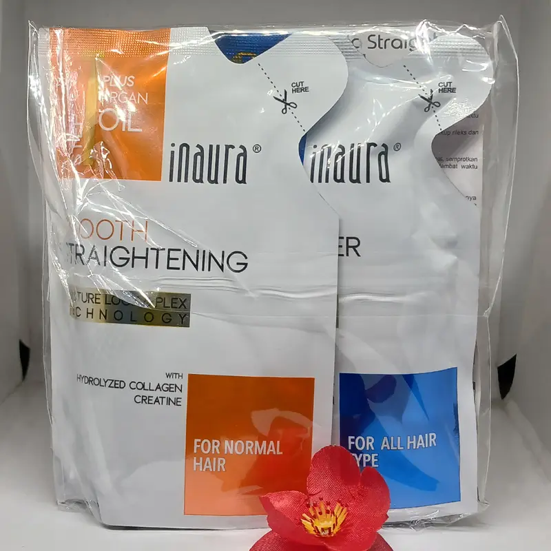 Inaura Magic Straight Smoothing Keratin System (Sekali Pakai) 2X130 gr Obat Pelurus Rambut Untuk Penggunaan Professional WAJIB CATOK & BACA CARA PEMAKAIAN 4