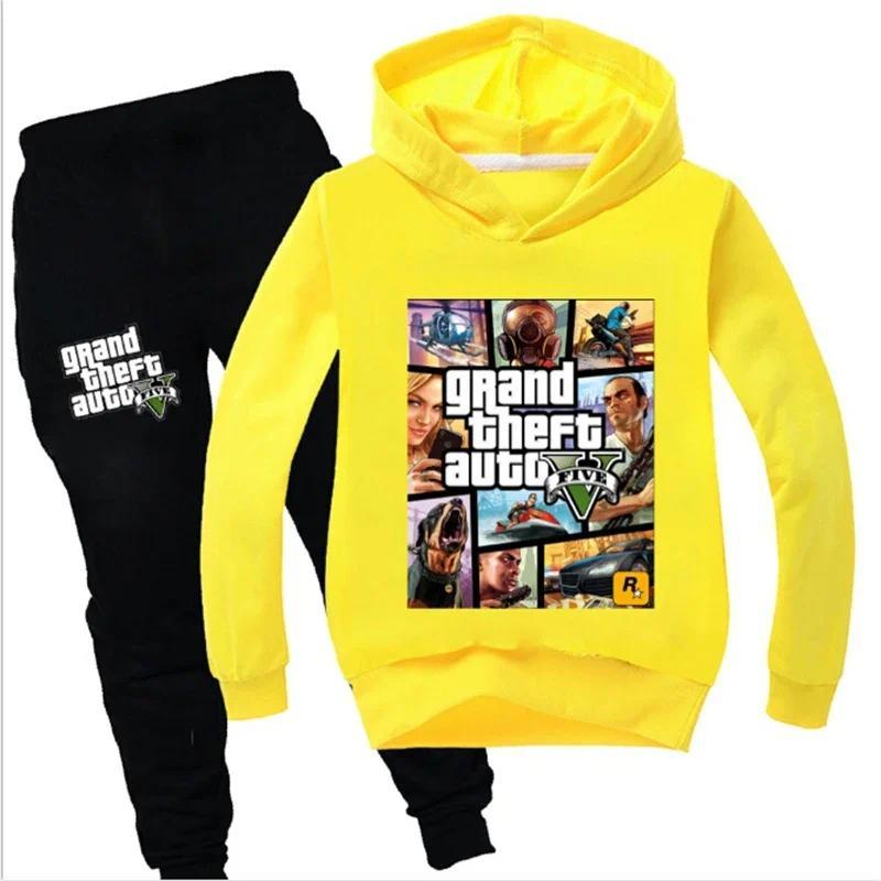 Product Introduction of Grand Theft Auto V GTA 5 Kids Pullover Clothes Sweatshirts+Pants 2pcs Sets Boys Cartoon Children Toddler Clothing Girls Outfits 2
