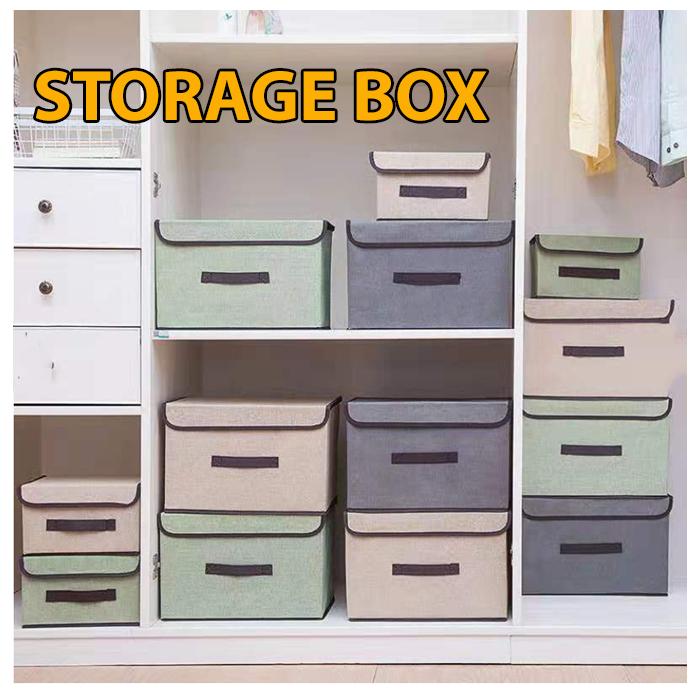 Storage Box Foldable Linen Cloth Storage Box Kotak Simpanan Simpan ...