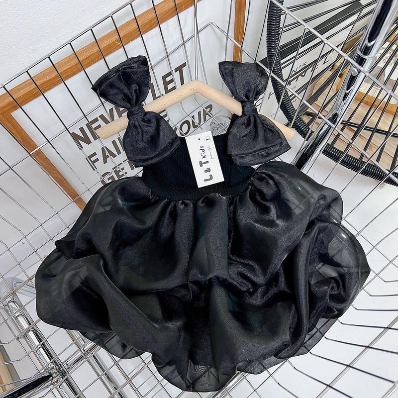 Kem House - Váy VOAN TƠ CÔNG CHÚA 2 bên vai Đính nơ 5-35kg Cho Bé Gái