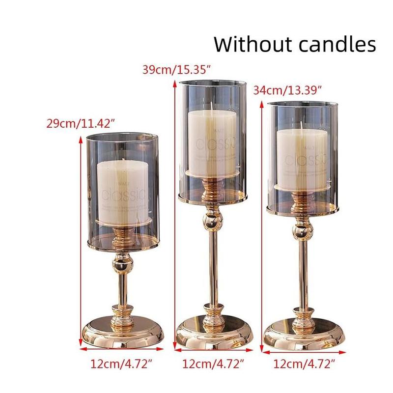 Modern Clear Glass Candle Holder without Candle, 1 Count Elegant Candle Holder, Home Decor for Living Room, Dining Table Decoration Center 1