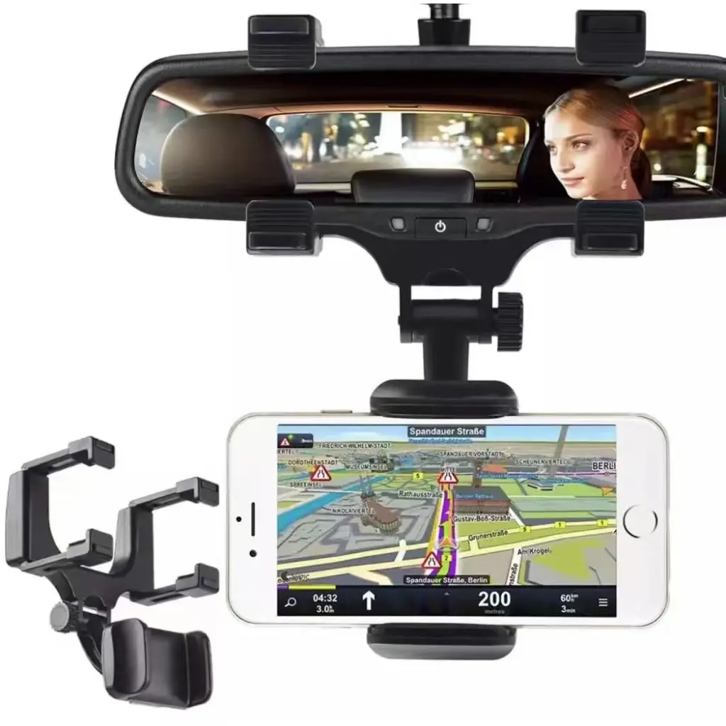 Smileeol Universal In Car Rear View Mirror Mount GPS Phone Car Holder 360 Degree Rotated H2