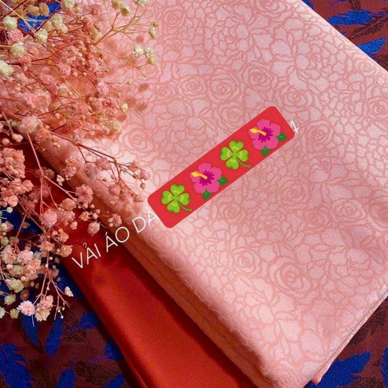 Vải Áo Dài Gám hoa hồng (Áo 2m)