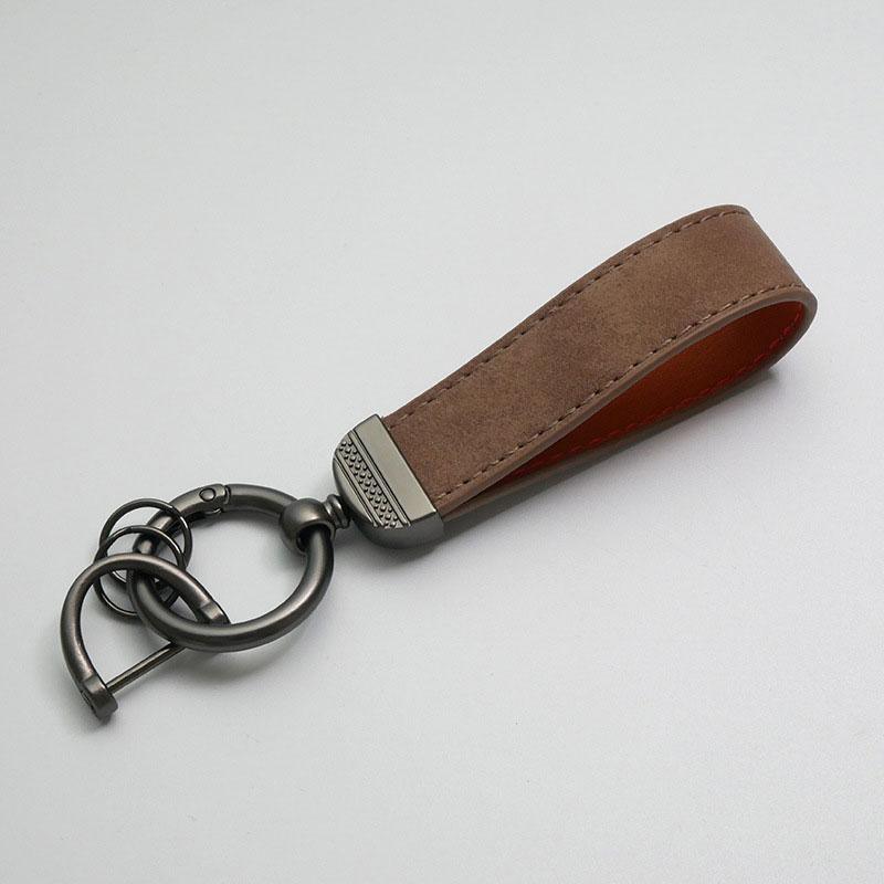 Luxury Matte Leather Keychain Top-end Business Gift For Man Good Quality Black Brown PU Leather Car Key Keyholder Key Chain 8