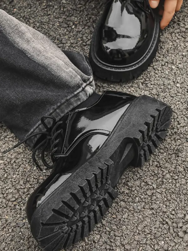 Men's Solid Color Lace up Front Shoes, 1 Pair Fashionable Casual Pu Leather Shoes for Daily Wear, Trendy All-match Dress Shoes for Men for Indoor and Outdoor 5