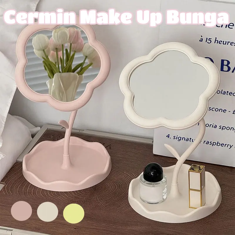 Stand Mirorr Flower Kaca Meja Rias Serbaguna /Kaca Bunga Meja Rias / Cermin Make Up Bunga