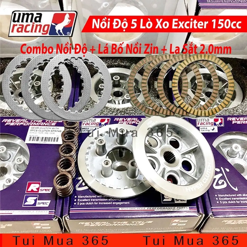 Full Nồi Độ Uma Racing 5 Lò Xo Dùng Cho Exciter 150cc Kèm Bộ Lá Bố Nồi Và Lá Sắt zin