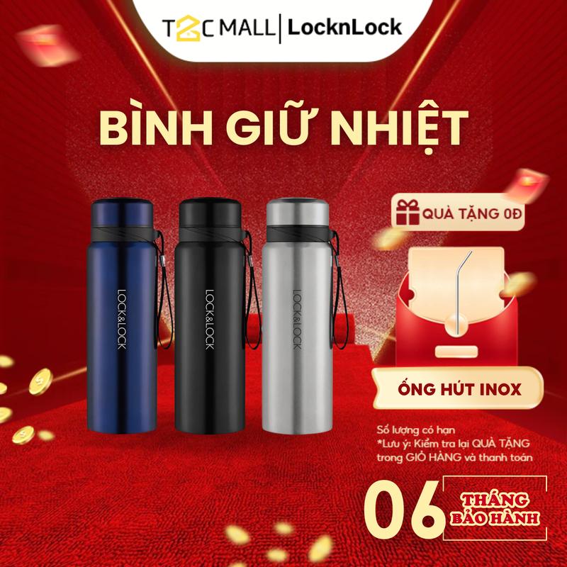 Bình Giữ Nhiệt 800ML Vacuum Bottle Thép Không Gỉ 304 Có Khay Lọc Trà Và Dây Treo Lock&Lock LHC6180 T2Cmall binh  giu nhiet
