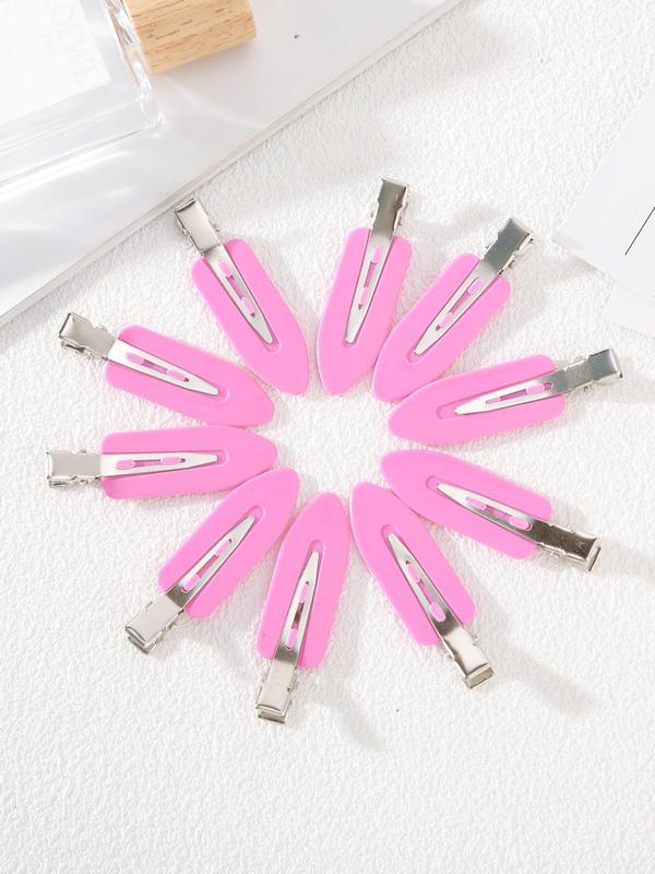 Casual Trendy No Crease Hair Clips for Women, 10pcs/set Simple Style Plain Color Snap Hair Clips, Fashionable Hair Accessories for Girls for Daily Use, Shower, Makeup, Skincare, Hairstyle Accessory 3