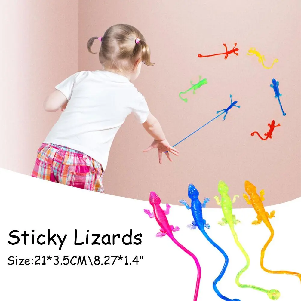 (hot) 1/5/10/20Pcs Sticky Lizard Animals Retractable Rubber Viscous ...