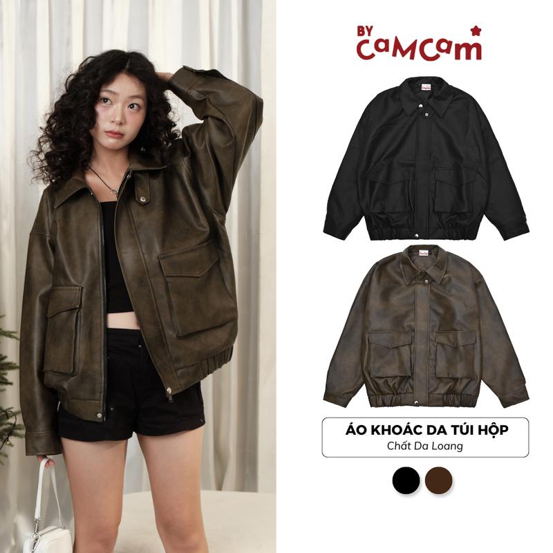 Áo KHOÁC DA LOANG TÚI HỘP Bycamcam Cao Cấp Phong Cách Retro Đường Phố