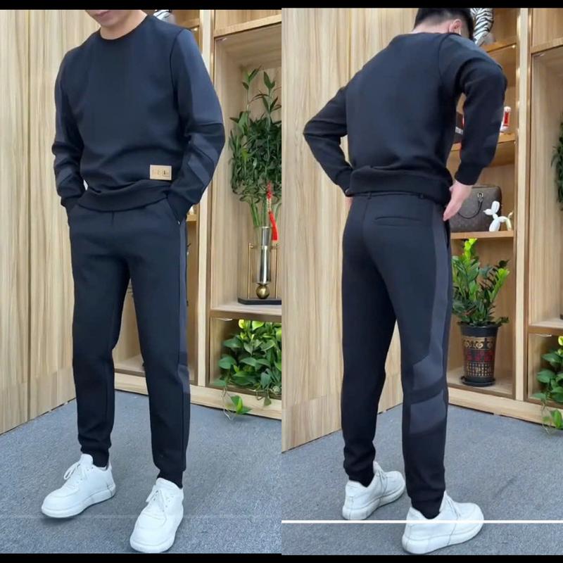 Bộ quần áo Nam cổ tròn dài tay Thu Đông Nam năm 2025 bộ dài