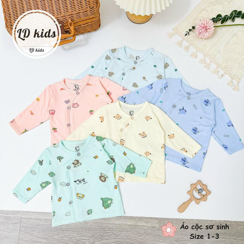 Áo dài thun lạnh màu in hình hoạ tiết dễ thương sơ sinh vạt chéo cho bé size từ ss-9kg 4