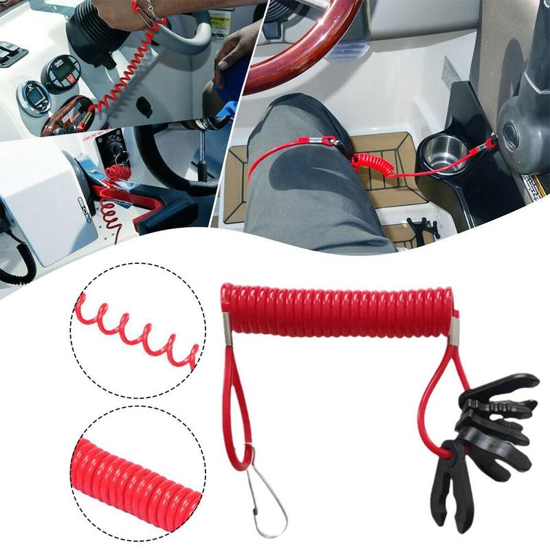Product Introduction of 1set 7 Keys Boat Engine Outboard Motor Kill Switch Lanyard Motorboat Safety Urgent Rope Key Selling Reminder Tether Flameout Rop 27