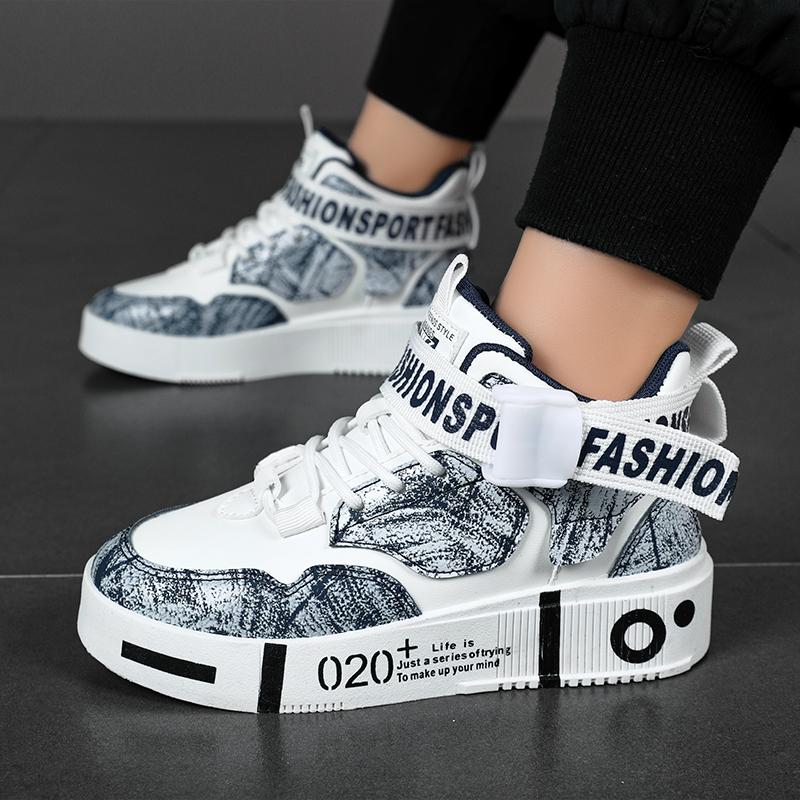Children's Running Shoes Outdoor Leather Surface Fashionable Shoes Casual High Top Comfortable Board Shoes for Kids 1
