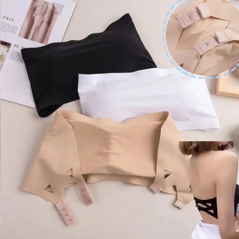 Seamless Bras Strapless Ice Silk Invisible Bralette Comfortable Breathable Removable Pads Intimates Underwear For Women Cotton Fabric Womenswear Compression
