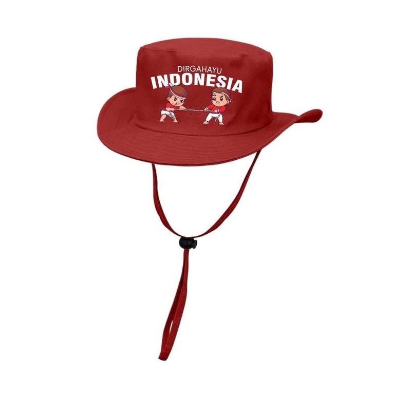 Topi Rimba Anak Merah Putih Sablon Dirgahayu INDONESIA HUT RI 17 Agustus Merdeka 1