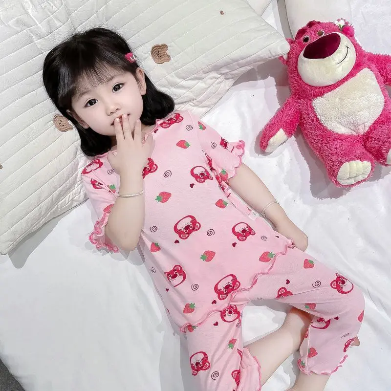Đồ Ngủ Trẻ Em, Chất Liệu Lụa Lạnh Cho Bé Gái, Bộ Đồ Quần Áo Điều Hòa Không Khí Xẻ Tà Mỏng, Thiết Kế Hoạt Hình Cho Bé Gái, Ngắn Tay, Thích Hợp Mặc Nhà, Giao Hàng Nhanh, Ưu Đãi Đặc Biệt Trong Thời Gian Có Hạn 7