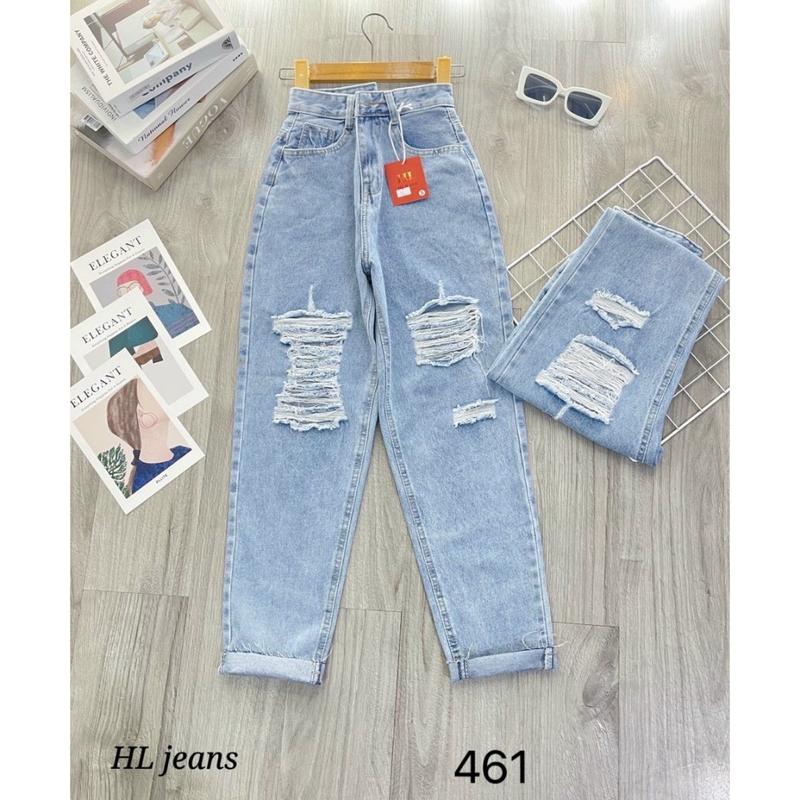 Quần Jean Baggy Rách Nhiều Thời Trang Cá Tính Cạp Cao.Phong Cách Trẻ Trung Hiện Đại.Phối Chất Vải Bò Dày Mềm Không Co Giãn 4