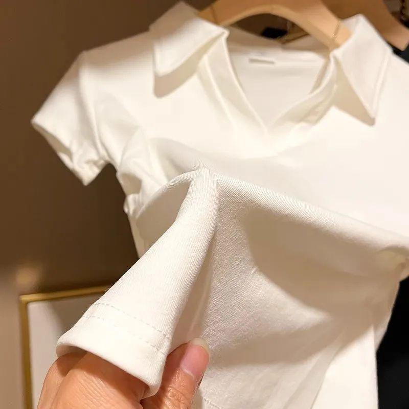 ÁO NgắN Tay Cổ Polo, HàNg MớI Về, MàU TrơN ThiếT Kế ĐẹP, DâY ThắT LưNg, DáNg ÔM, Phong CáCh Mỹ, Bó SáT VừA VặN, ÁO PhôNg Cô GáI NóNg BỏNg, ThíCh HợP Cho MùA HèáO Polo Nữ ÁO Thun áO Thun. áO Polo Nam áO Croptop Polo Nữ DệT Kim áO Polo Tay HếN 2