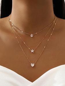 Collar de capas elegante con zirconia para mujer, joyería de moda para fiesta, decoración diaria de ropa, joyería comodín y exquisita para regalo de cumpleaños
