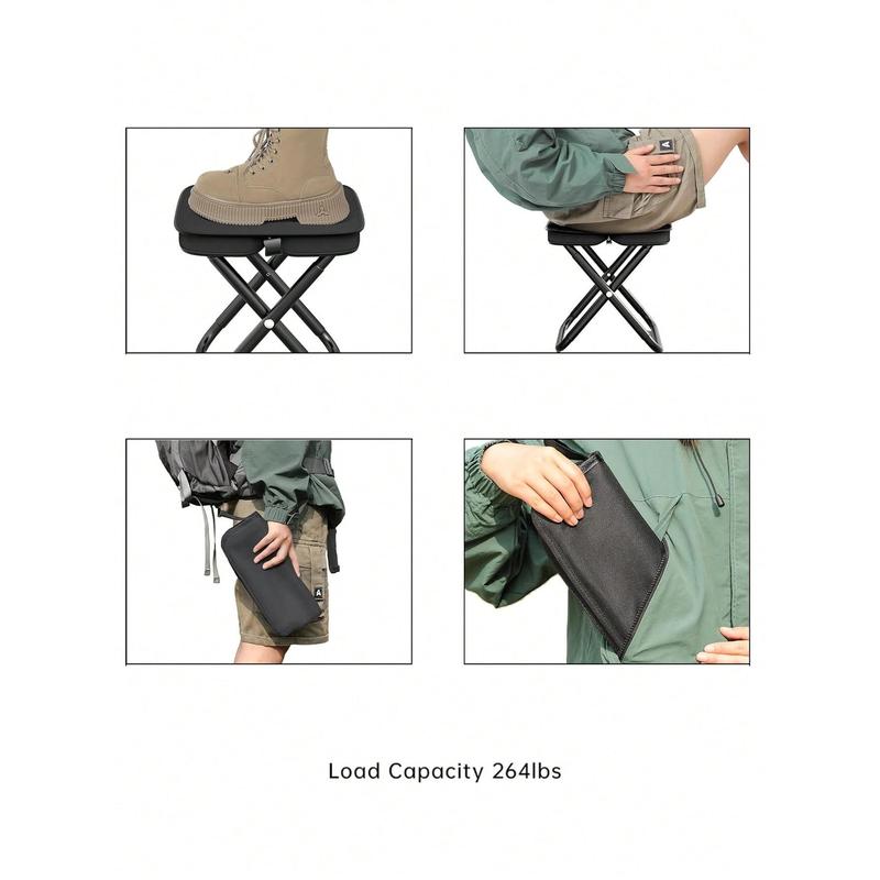 1pc Outdoor Folding Chair, Portable Stool For Outdoor Camping Travel Vacation And Fishing, Small Stool With Adjustable Zipper 3