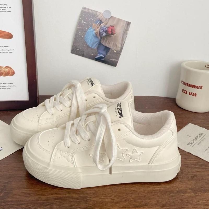 Giày thể thao ba ngôi sao mới có hai màu hồng và trắng nữ