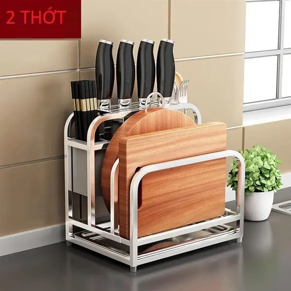 Kệ inox cao cấp để dao thớt, đũa tiện lợi có khay hứng nước 3