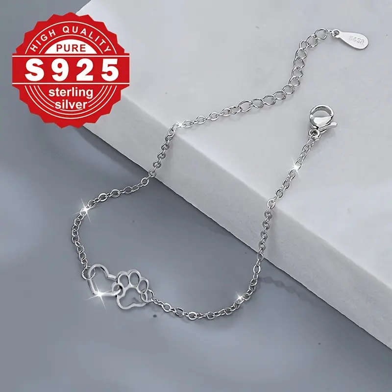 Women's Anklet, S925 Sterling Silvery Foot Chain with Heart Stitching Design, Unique Personality, Suitable for Gifting, Perfect Beach, Vacation, and Casual Attire, Hypoallergenic jewelry 1