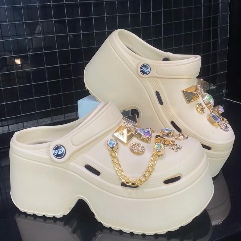 Sục Nữ Đế Cao 8P Tôn Dáng (LƯU Ý SIZE 36/37 VÀ 38/39 LÓT BỀN TRONG SỤC KHÁC VỚI CÁC SIZE CON LẠI) Găn Charm Sticker Hoạ Tiết Không Đau Chân Mềm Mại Êm Chân Giữ Form DéP GiàY DéP Shoes