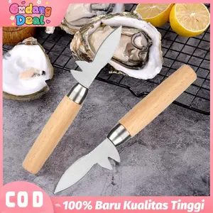 Pisau Tiram 2in1 Stainless Steel Alat Buka Cangkang Kerang untuk Seafood & BBQ