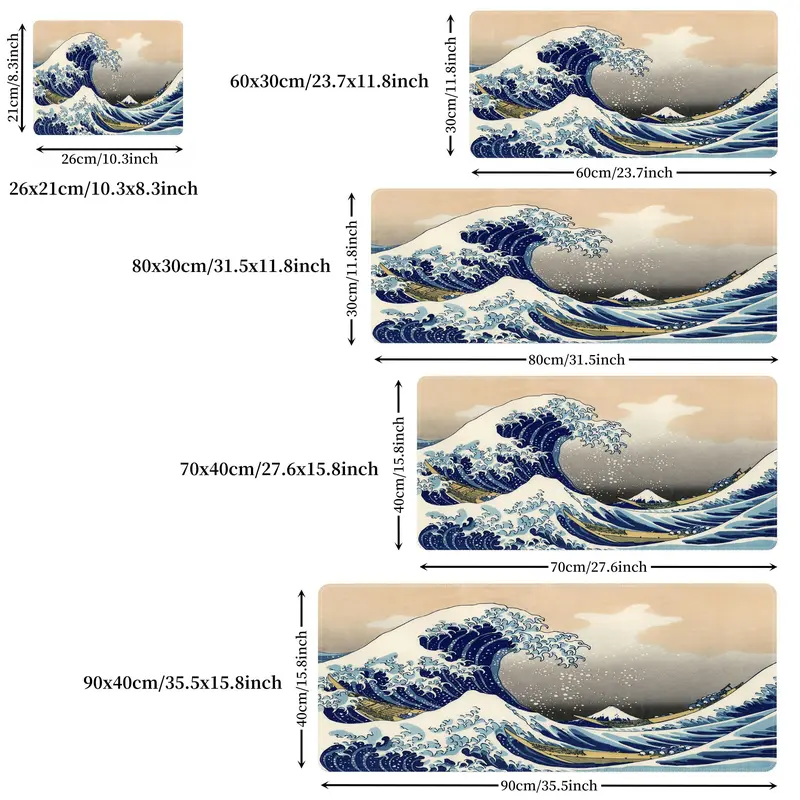 The Great Wave Mouse Pad, Rectangle Gaming Mouse Pad, Waterproof Non-slip Rubber Base Mousepad, Desktop Mouse Mat for Home Office Game Room 1