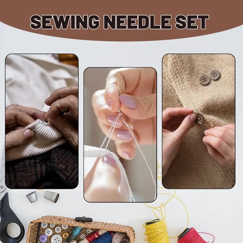 Product Introduction of 1/3Sets Multisize Blind Needle Elderly Needle-side Big Hole Hand Stainless Steel Sewing Needless Threading Household DIY Sewing Needles 22
