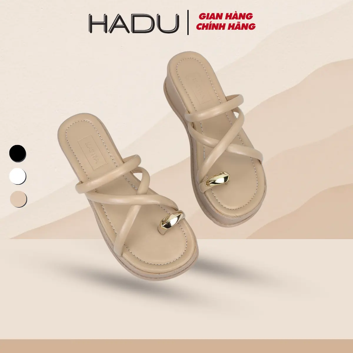 Dép Thời Trang Nữ Quai Xỏ Ngón Đế Xuồng 5P KATIFA K507D Da PU Êm Mềm, Bảo Hành 12T Women shoes