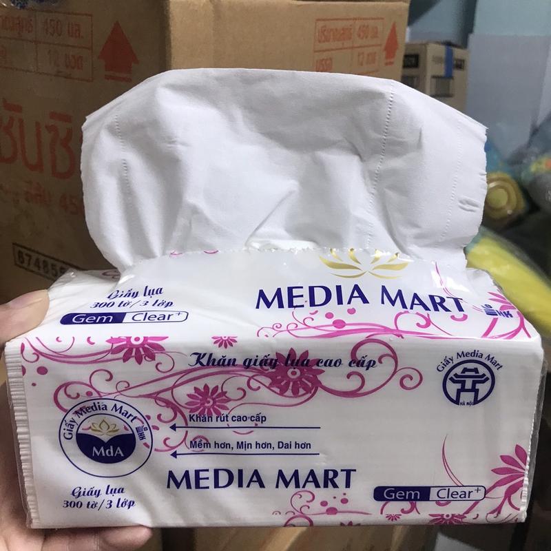 COMBO 4 GÓI KHĂN GIẤY RÚT 3 LỚP MEDIA MART 300 TỜ 250G/GÓI