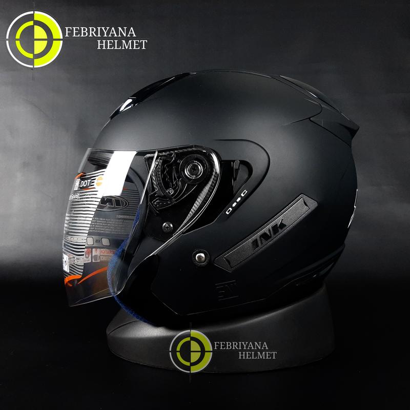 HELM INK METRO 2 SOLID BLACK DOFF HALF FACE INK DOUBLE VISOR Motorcycle 0