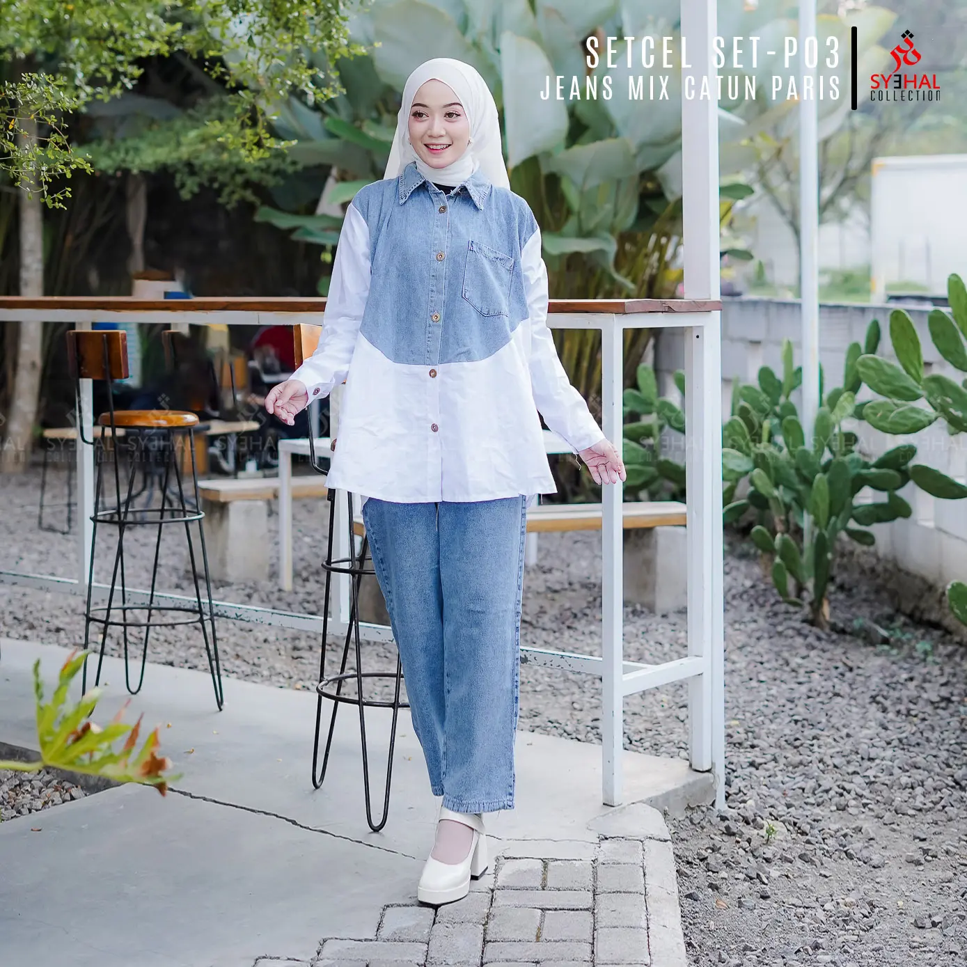 One Set-PO3 SYEHAL COLLECTION / Setelan Celana JEANS Wanita/ Setcel KOMBINASI Jeans / Pakaian Wanita  Dewasa Baju Panjang Casual