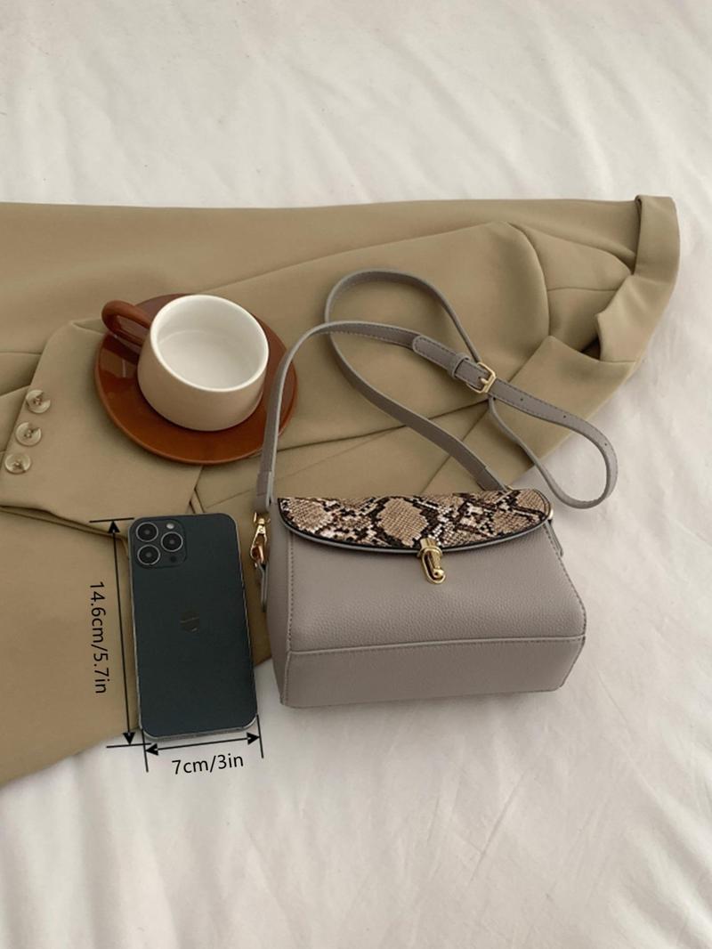 Product Introduction of Fashionable Snakeskin Print PU Leather Crossbody Bag, Casual Versatile Shoulder Bag for Women, Trendy All-match Commuter Bag for Daily Used 7
