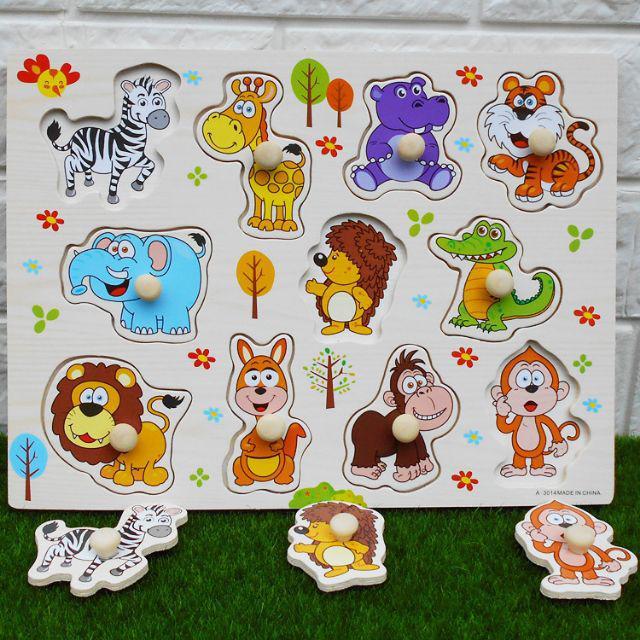 Combo 4 bảng núm gỗ - 4 mẫu ngẫu nhiên khác nhau - đồ chơi giáo dục